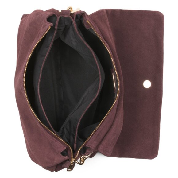 VIOLA CASTELLANI Made In Italy Suede Large Flap Over Shoulder Bag With Chain - Picture 3 of 4